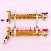 Коллектор для теплого пола TIEMME 1"x3/4"ЕК на 7 выходов с расходомерами