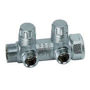 Запорный коллектор FAR 3/4" (ВР-НР) с 2 отв. 1/2" НР(EU)