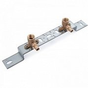 Монтажный блок рельефная планка 75/150 + 2 водорозетки 16-Rp 1/2"ВР REHAU RX (латунь)