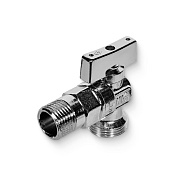 Кран шаровый BUGATTI MIAMI 1/2"х3/4" НР угловой c розеткой из нерж. стали, для бачков (08840025)