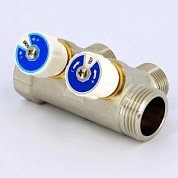 Коллектор UNI-FITT 1"х3/4"EKх2 вых евроконус 40мм никелированный с вентилями  