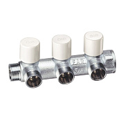 Балансировочный коллектор FAR 1" (НР-ВР) с 3 отв. 1/2" EU, хром.