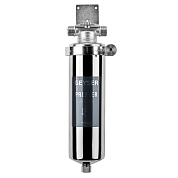 Корпус фильтра Премьер 10SL х 3/4" нерж. сталь для холодной и горячей воды со сливом 10" Slim Line