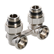 Узел угловой ВН 1/2" x 3/4" для нижнего подключения радиатора c комплектом адаптеров VALTEC