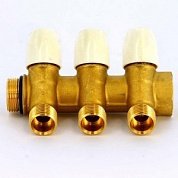 Коллектор НР 3 выхода 3/4"х1/2" TIEMME MAXIMA с вентилями усиленный