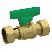 Кран шаровой 1/2",лат. 3/4" накид.гайки (бабочка, зелен.) FAR