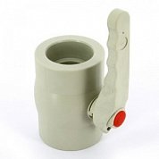 Кран шаровый прямоточный 63 мм с ручкой PP-R под пайку FV-PLAST серый