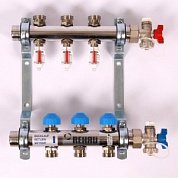 REHAU Коллекторная группа 1" х 3/4" ЕК 3 выхода с расходомерами и термостатическими вентилями
