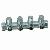 Фланцевый запорный коллектор FAR 3/4" (ВР-ВР) с 4 отв. 1/2" НР (межосев. 45 мм)