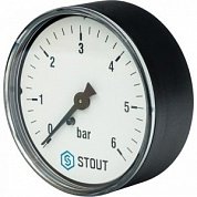 Манометр аксиальный 63 мм 1/4" 6 бар STOUT