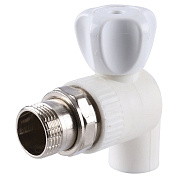 Кран шаровый KALDE 25 х 3/4" НР американка PP угловой белый