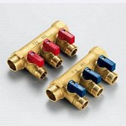 Коллектор НР 3 выхода 1"х1/2" TIEMME NINO с шаровым краном латунный 