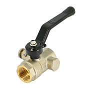 Кран шаровый ВВ 1/2" с дренажным вентилем (заглушка 1/4"), LD Pride, ручка