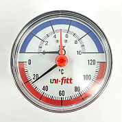 Термоманометр радиальный  10 бар, 120С, диаметр 80 мм, 1/2"Н UNI-FITT