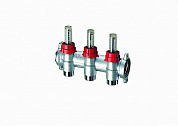 Фланцевый запорный коллектор FAR 1", отв. 3 - 3/4" EUROKONUS, с расходомер. 