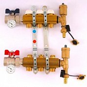 Колл. группа TIEMME 1"x3/4" ЕК 3 выхода с термостатическими вентилями