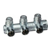 Запорный коллектор FAR 3/4" с 3 отв. 1/2"НР (межосев. 45 мм) ,концевой