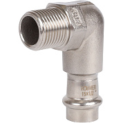 Угол 90° переходной под пресс 15 x 1/2" (НР) из нержавеющей стали ROMMER