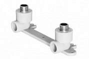 Водорозетка двойная 90° 20 х 1/2" (НР) ПП (PP-R100) серый HEISSKRAFT