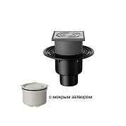 Трап вертикальный 122 x 122 мм T 310.0 SHsP с "мокрым" затвором, без фланца FACHMANN нерж. сталь