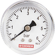 Манометр аксиальный D = 50 мм, подключение 1/4", до 6 бар, ROMMER