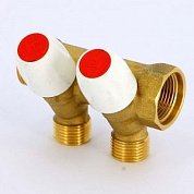 Коллектор НР 2 выхода 3/4"х1/2" TIEMME MAXIMA с вентилями усиленный