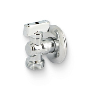 Кран шаровый угловой 1/2" х 3/4" (НР) для подключения стир./посуд. машин UNI-FITT, хром (181C2301)