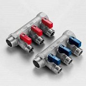 Коллектор НР 3 выхода 1"х1/2" TIEMME NINO с шаровым краном никелированный 