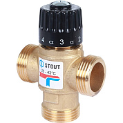 Термостатический смесительный клапан 1" STOUT НР 20-43°С 1,6 KVs (SVM-0120-164325)