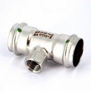 Тройник пресс-В 35х1/2"х35 нержавеющая сталь Sanpress Inox VIEGA Диаметр - 35 мм.