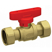 Кран шаровой 1/2",лат. 3/4" накид.гайки (бабочка, красн.) FAR