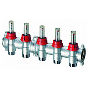 Запорный коллектор FAR 1"(фланцев.) с расходомер., 2отв. М24х19