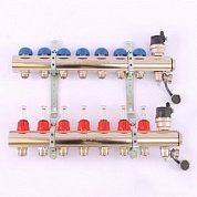 Коллектор 1" х 3/4" ЕК 7 выходов EMMETI TOPWAY с расходомерами и вентилями 
