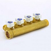 Коллектор UNI-FITT 3/4"х1/2"Kх4 вых конус 40мм с шаровыми кранами  