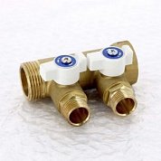 Коллектор UNI-FITT 1"х1/2"Kх2 вых конус 40мм с шаровыми кранами  