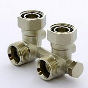 Узел TIEMME ВН 3/4' х 3/4'EK радиаторный H-блок угловой/байпас встроенными кранами 2-трубная система