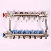 REHAU Коллекторная группа 1" х 3/4" ЕК 6 выходов с расходомерами и термостатическими вентилями
