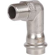 Угол 90° переходной под пресс 22 x 1/2" (НР) из нержавеющей стали ROMMER