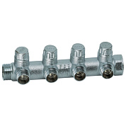 Запорный коллектор FAR 1" (ВР-НР) с 4 отв. 3/4" НР (межосев. 45 мм), плоск.присоед.