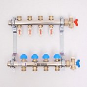 REHAU Коллекторная группа 1" х 3/4" ЕК 4 выхода с расходомерами и термостатическими вентилями