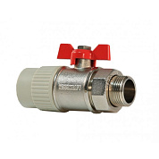 Кран шаровый комб. с американкой 20 х 1/2" (НР) ПП (PP-R100) серый HEISSKRAFT