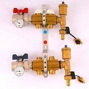 Колл. группа TIEMME 1"x3/4" ЕК 2 выхода с термостатическими вентилями