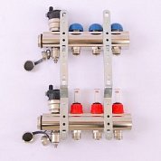 Коллектор 1" х 3/4" ЕК 3 выхода EMMETI TOPWAY с расходомерами и вентилями 