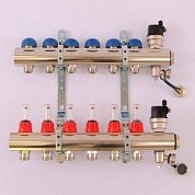 Коллектор 1" x М24 х 19 на 6 выходов EMMETI TOPWAY с расходомерами и вентилями