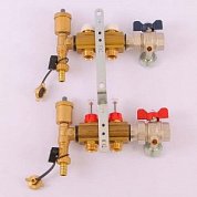 Коллектор для теплого пола TIEMME 1"x3/4"ЕК на 2 выхода с расходомерами