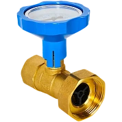 Клапан запорный ROMMER 1" х 1" 1/2 ВР с накидной гайкой и обратным клапаном, латунь, синяя ручка