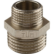 Ниппель резьбовой НР 1/2" x 3/8" никель TIEMME