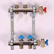 REHAU Коллекторная группа 1" х 3/4" ЕК 2 выхода с расходомерами и термостатическими вентилями