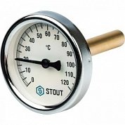 Термометр биметаллический 63 мм 120° STOUT с погружной гильзой 75 мм