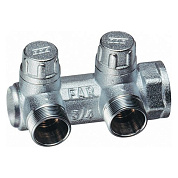 Запорный коллектор FAR 3/4" с 2 отводами М24х19, концевой